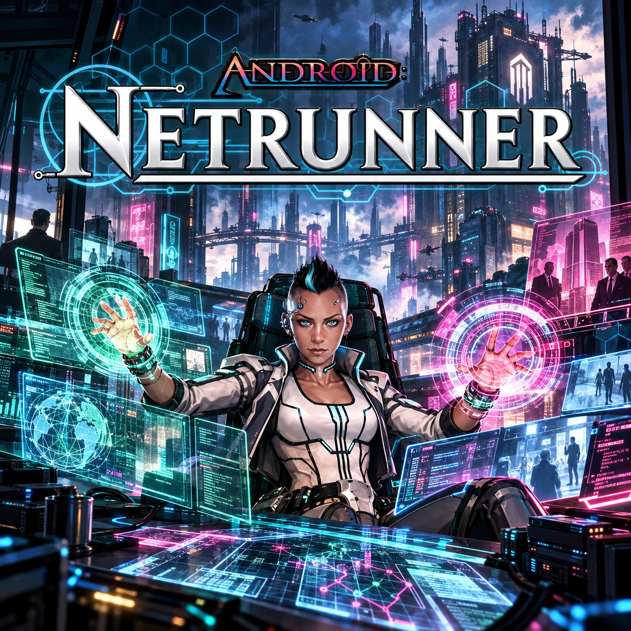 Android: Netrunner 영문 원제 포함 게임 콘셉트 표지