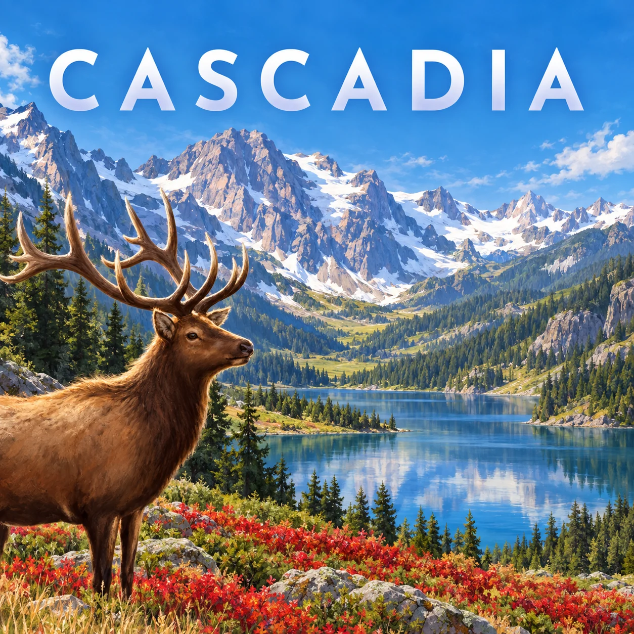 Cascadia 영문 원제 포함 게임 콘셉트 표지