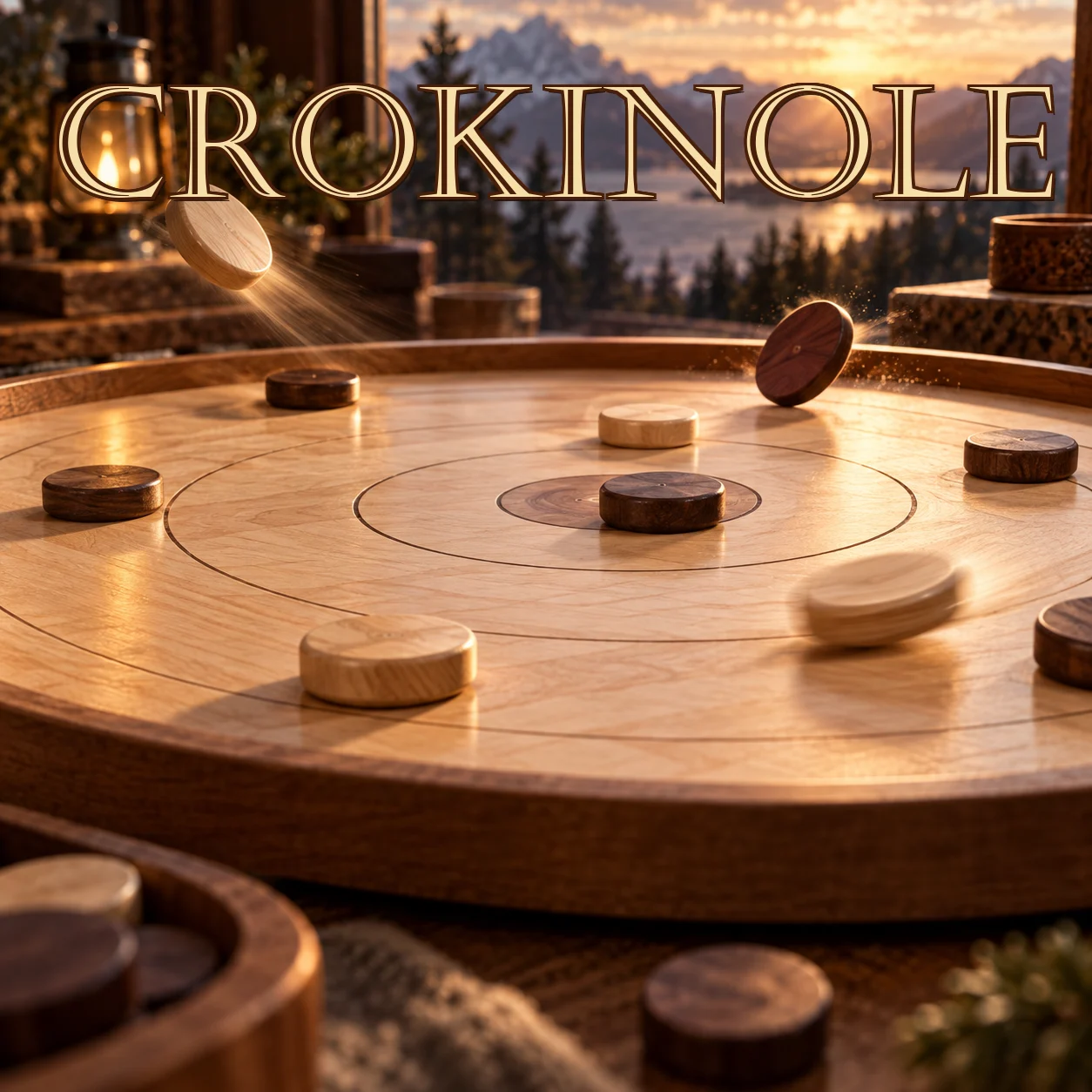 Crokinole 영문 원제 포함 게임 콘셉트 표지