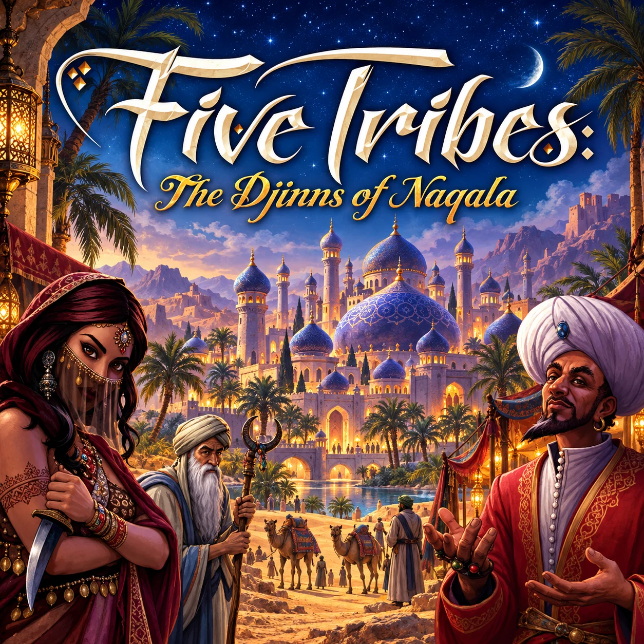 Five Tribes: The Djinns of Naqala 영문 원제 포함 게임 콘셉트 표지