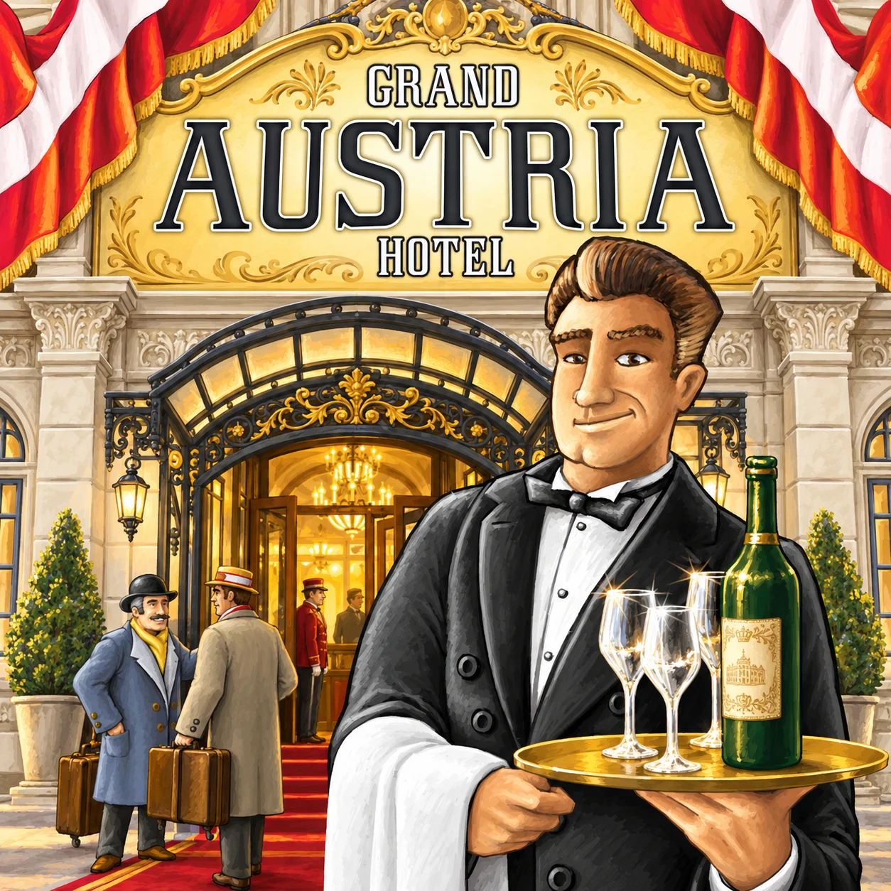 Grand Austria Hotel 영문 원제 포함 게임 콘셉트 표지