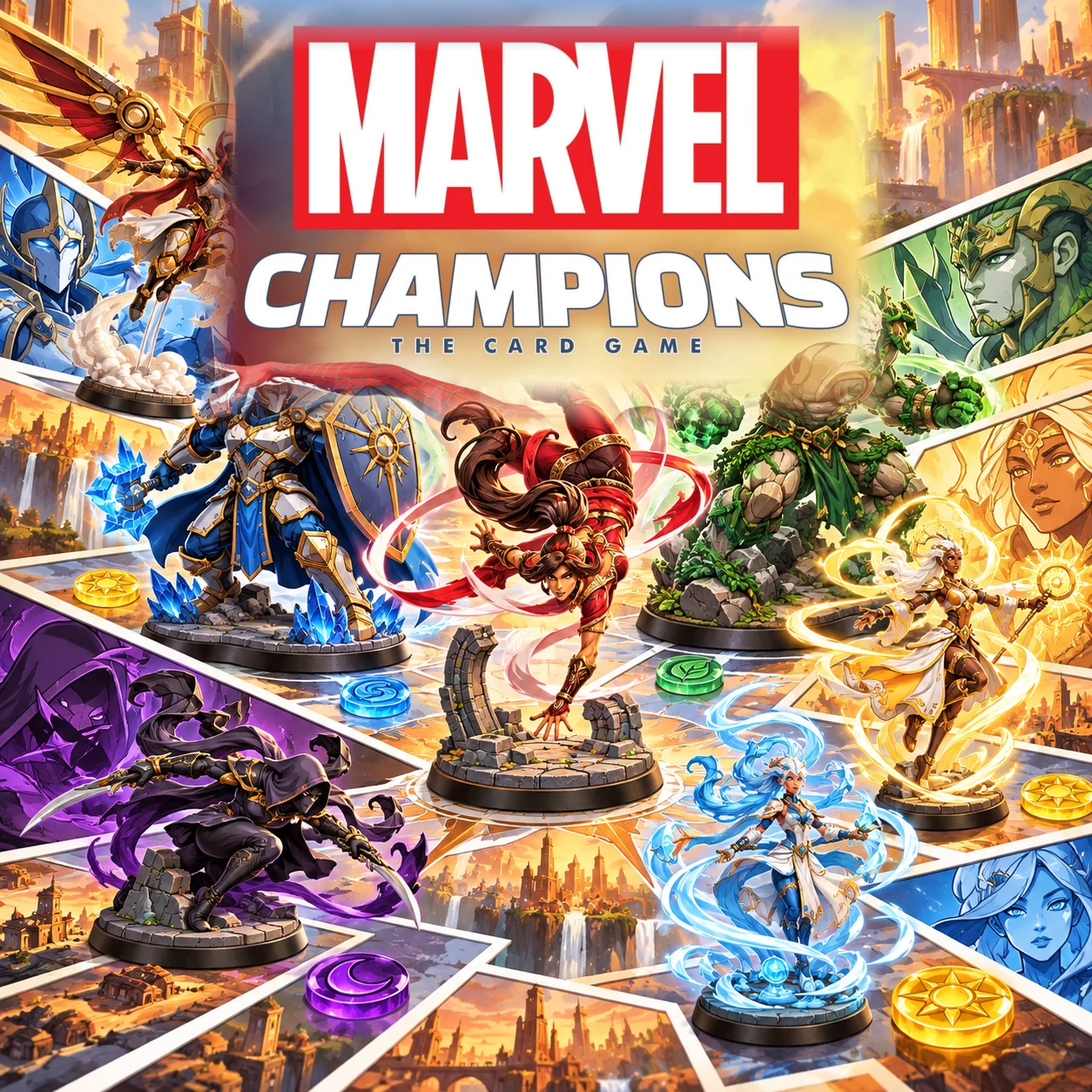 Marvel Champions: The Card Game 영문 원제 포함 게임 콘셉트 표지