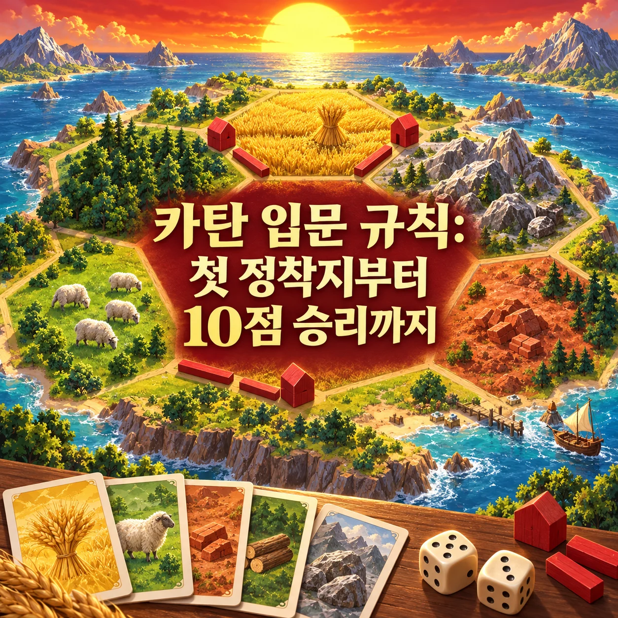 카탄 입문 규칙: 첫 정착지부터 10점 승리까지