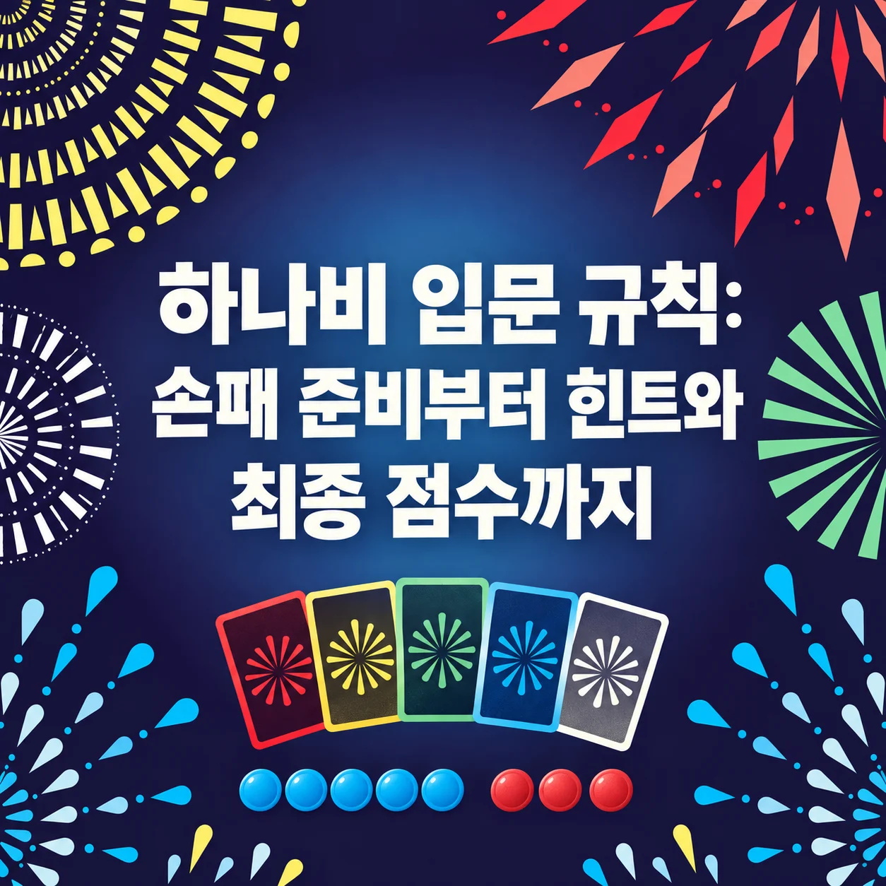 하나비 입문 규칙: 손패 준비부터 힌트와 최종 점수까지