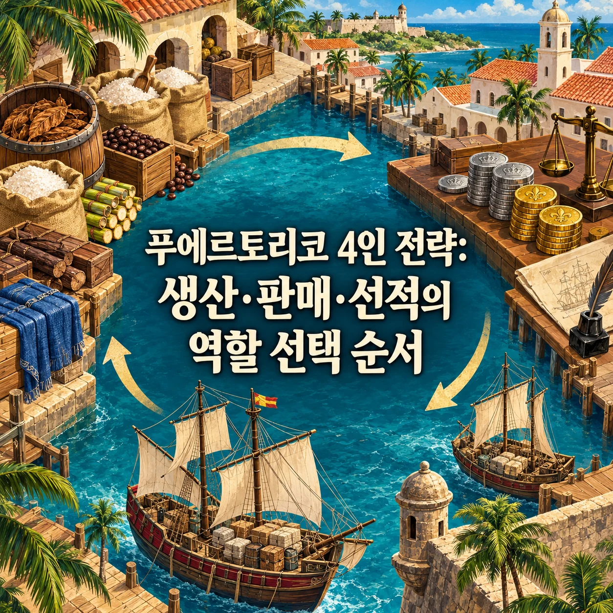 푸에르토리코 4인 전략: 생산·판매·선적의 역할 선택 순서