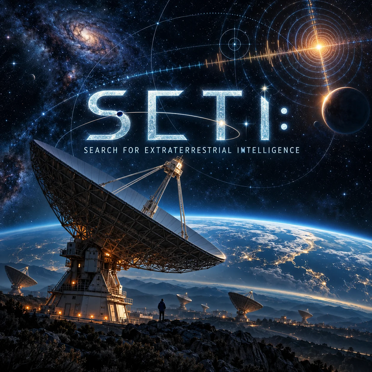SETI: Search for Extraterrestrial Intelligence 영문 원제 포함 게임 콘셉트 표지