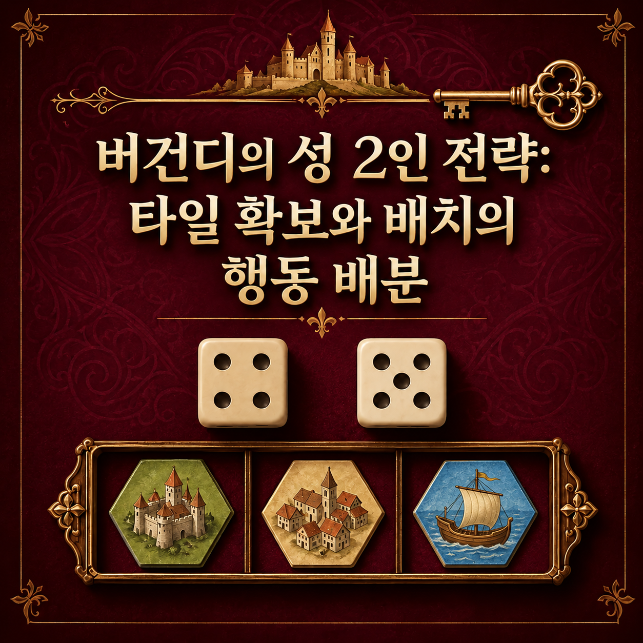 버건디의 성 2인 전략: 타일 확보와 배치의 행동 배분