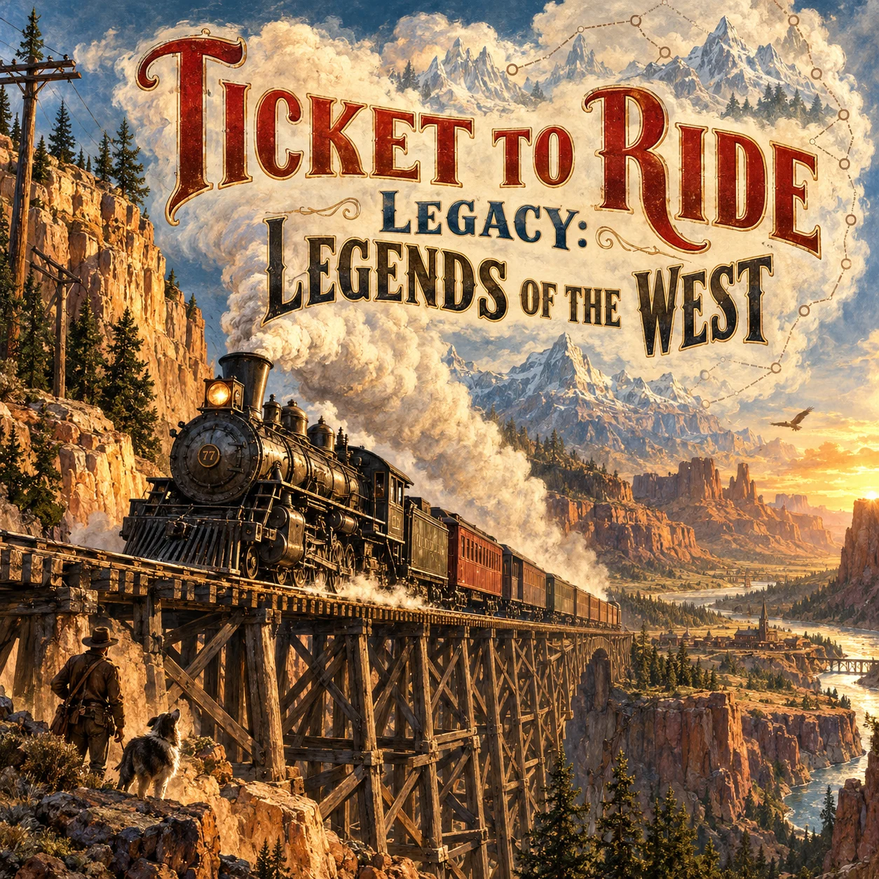Ticket to Ride Legacy: Legends of the West 영문 원제 포함 게임 콘셉트 표지